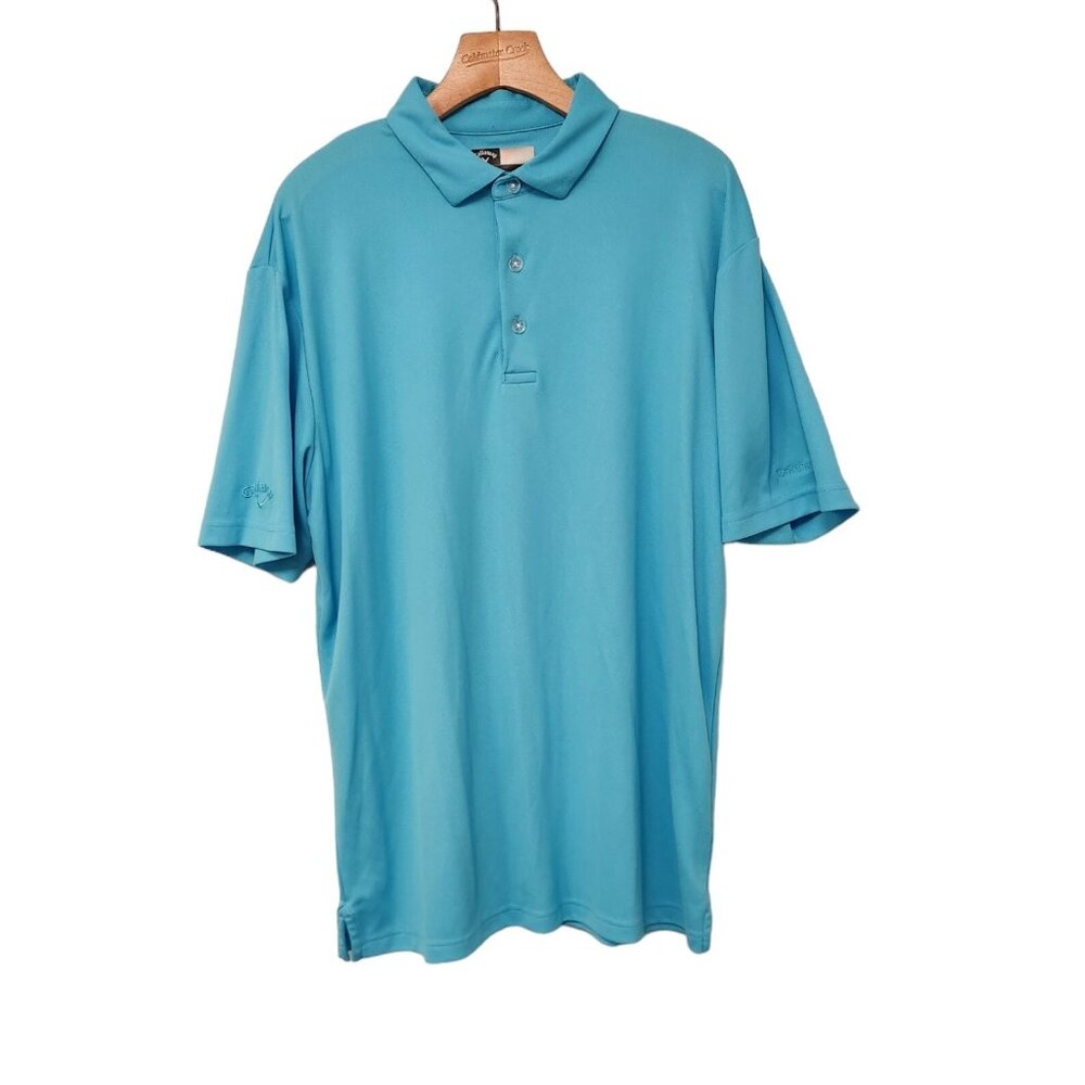 Callaway‎ Golf Polo Shirt Opti-Dri Turquoise Blue Mens Large Embroidered EUC